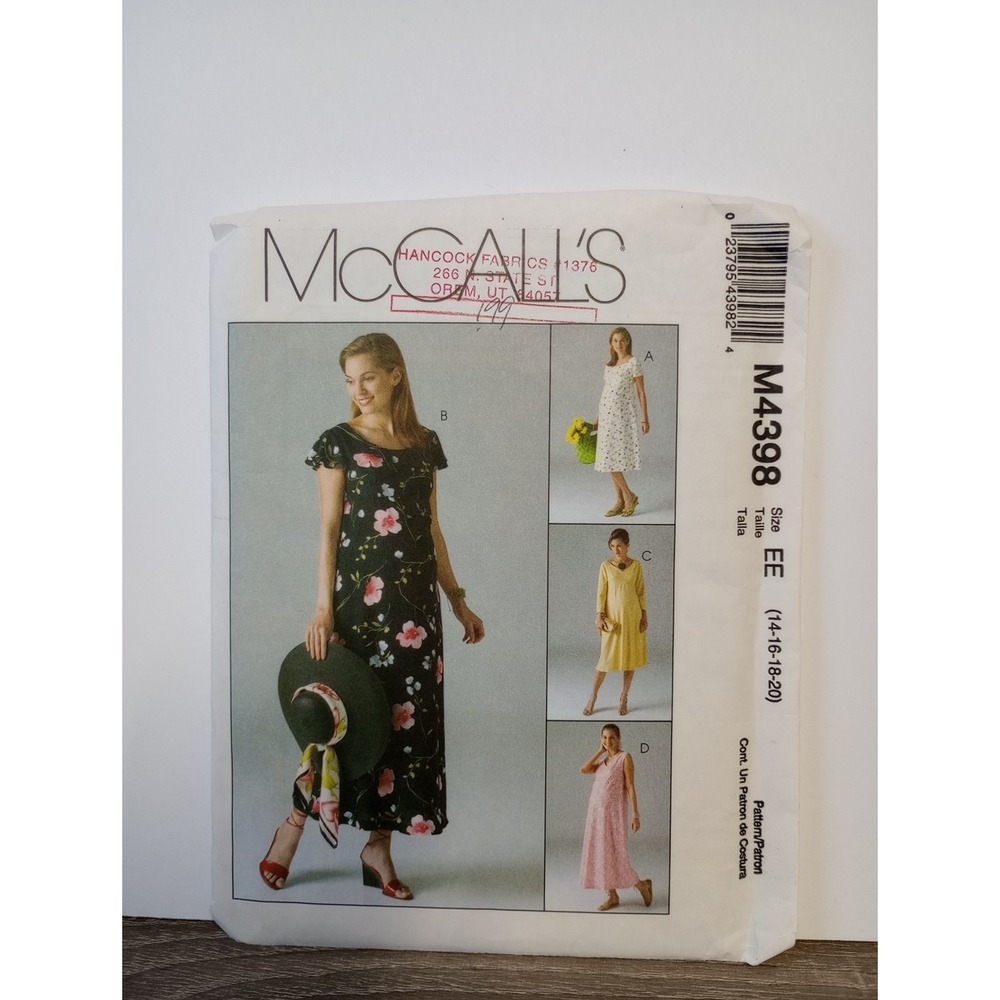 McCall's Misses' Maternity Dress Pattern M4398 Size 14-20 CUT‎